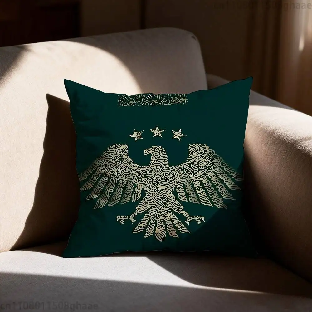 Eagle Syrische Nieuwe 2026 Logo Vlag Kussensloop Bank Woonkamer Slaapkamer Hoofdeinde Rugleuning Kussen Vierkant Kussen Dutje Tijd