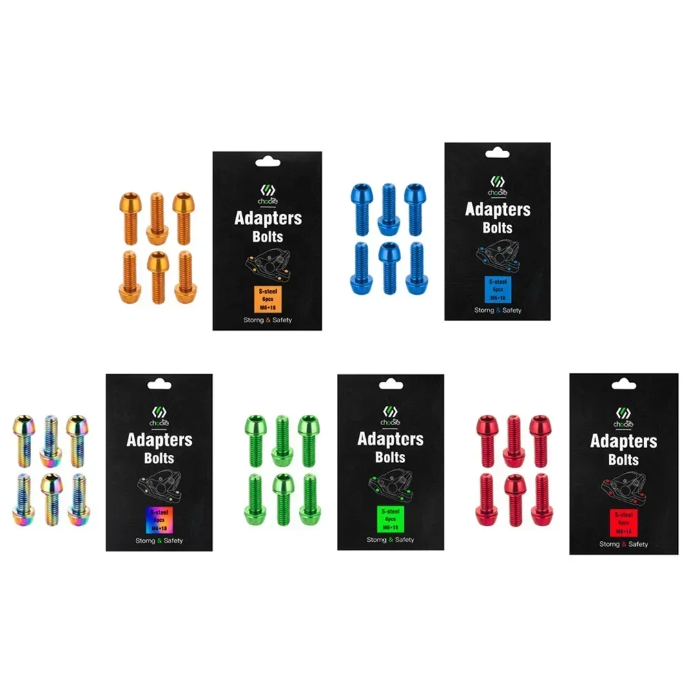 6pcs Disc Brake Caliper Fixing Bolts M6*18mm MTB Bike Bicycle Screws Red/orange/color/green/blue Cycling Accessories Bicicleta