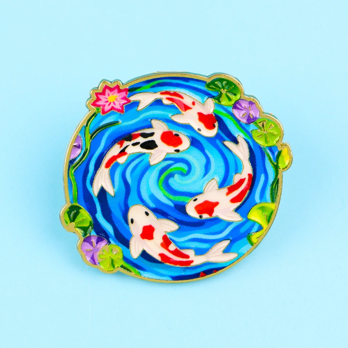 Koi Fish Enamel Pin Lucky Koi Pond Brooch Lapel Badge for Backpacks Hats Jackets Japanese Style Jewelry Gift for Collectors - view 6