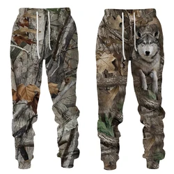 Pantalones largos con estampado 3D para hombre, ropa deportiva informal de camuflaje para acampar al aire libre, caza de animales salvajes, ciervo, jabalí, pesca y Fitness