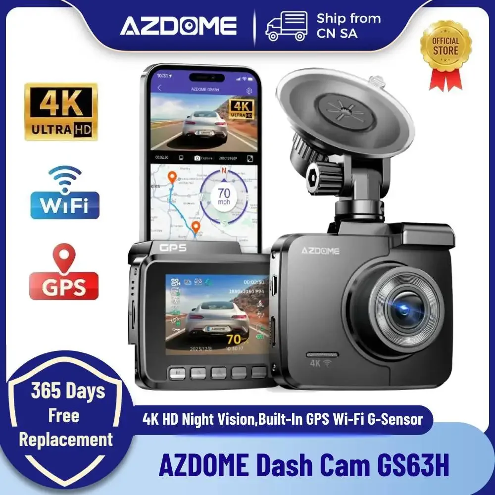 Azdome traço cam gs63h 4k hd traço câmera do carro 2.4 \