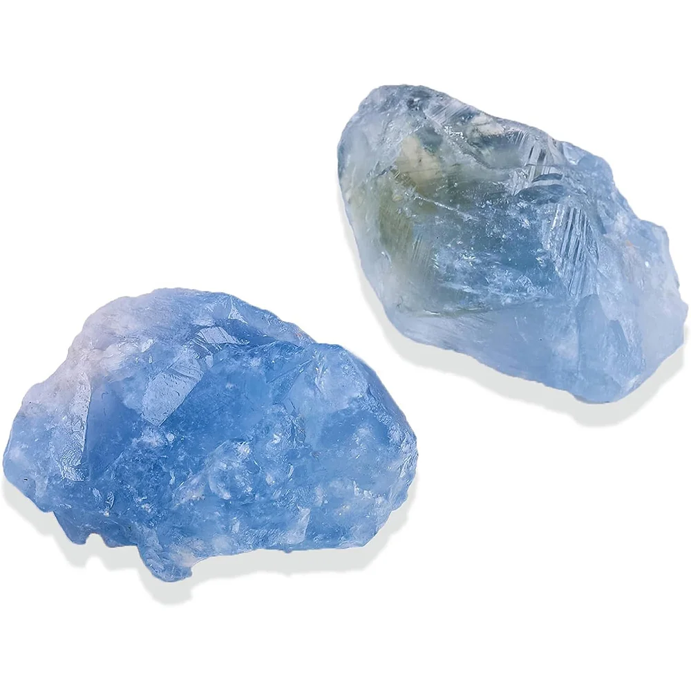

2PCS Celesite Raw Stones Natural Rough Rocks Healing Crystal and Stones DIY Raw Stones Meditation Fountain Garden Home Decor
