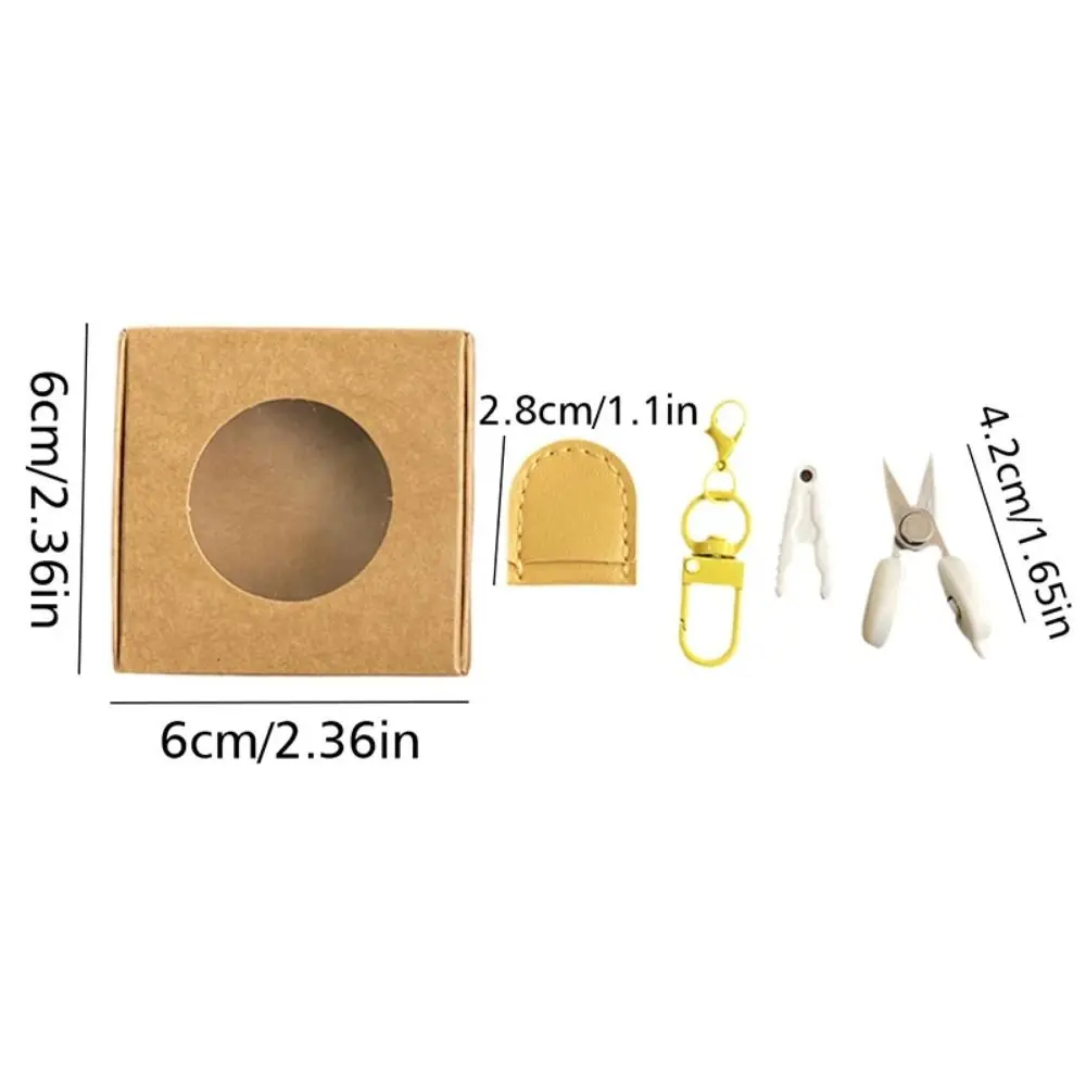 High Precision Art Mini Scissors Colorful Hook Buckle Keychain Design Small Thread Cutting Tool Straight Tip with Storage Box