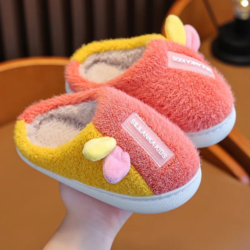 Children Home Shoes Cashmere Cotton Slippers Baby Boy Warm Shoes Girls Slippers Indoor Autumn Winter Shoes Cotton-padded Shoes