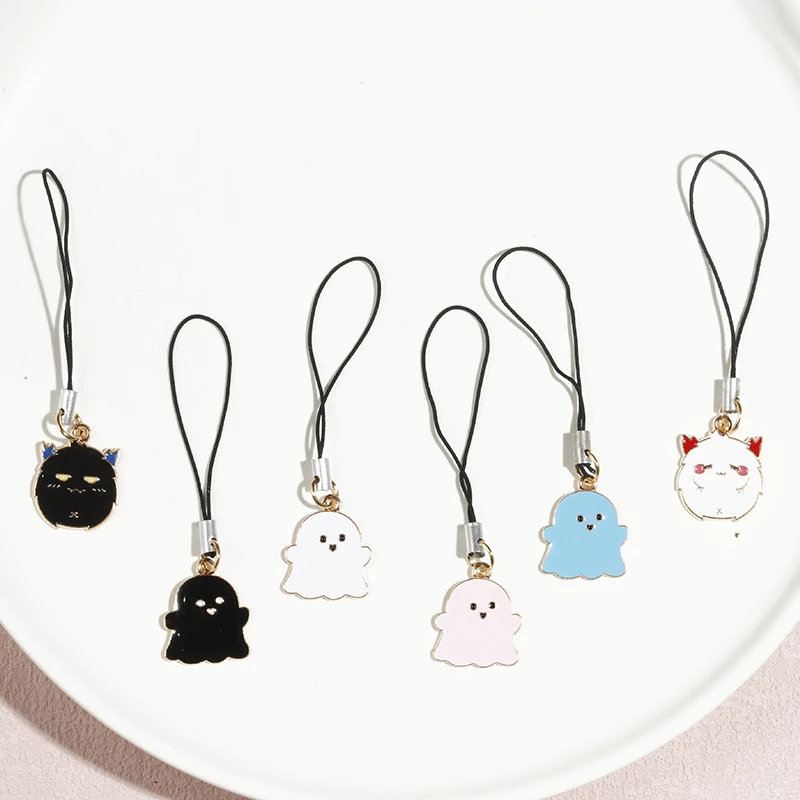 Cartoon Metal Anime Ghost Demon Phone Rope Keychain Lovers Mobile Phone Charms Cute Keychains Strap Lanyard Bag Pendant