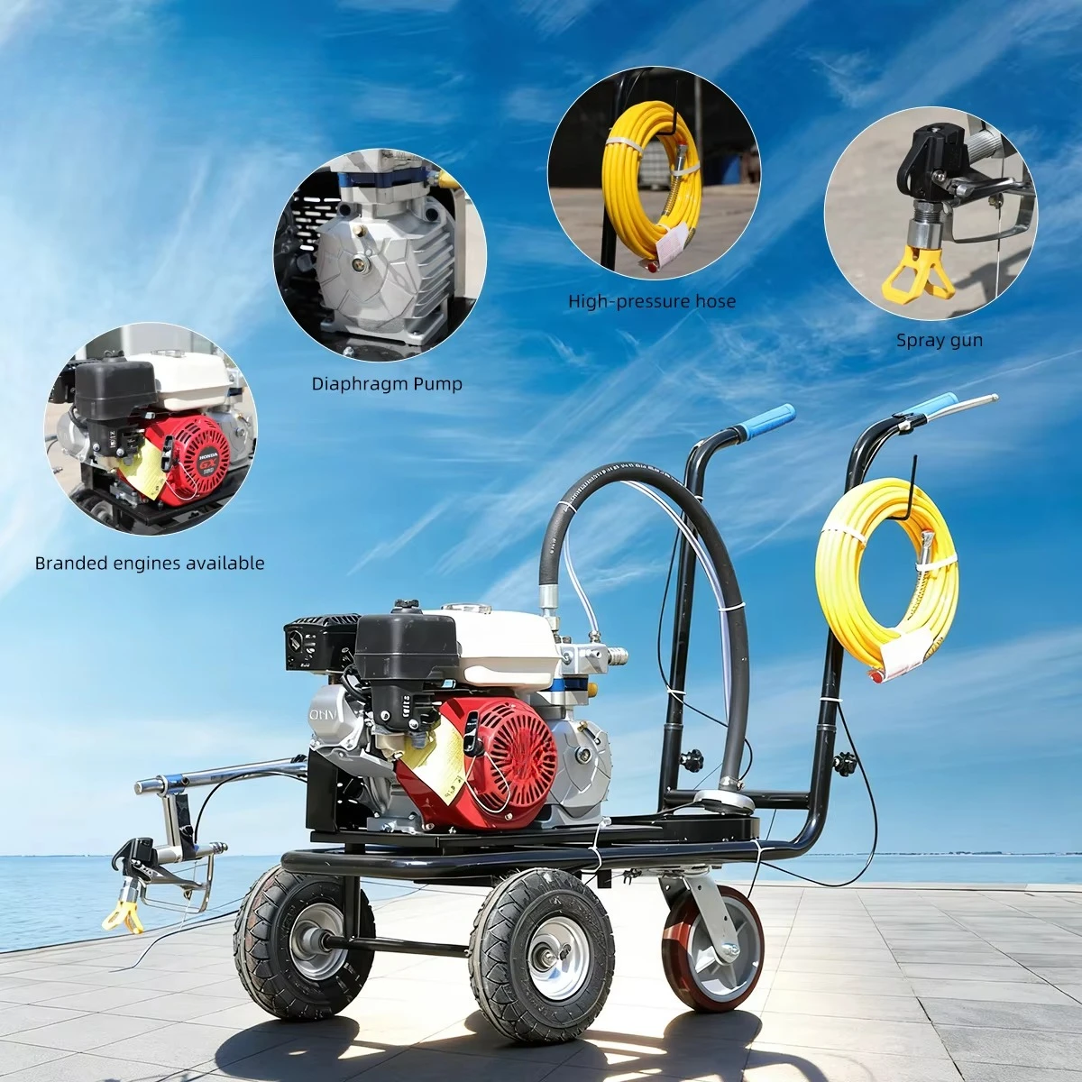 

Applicable to Global Cheapest Cold-Spray Line Striper Eco-Friendly Marking Machine Road Marking Spray Painting for Driving Schoo