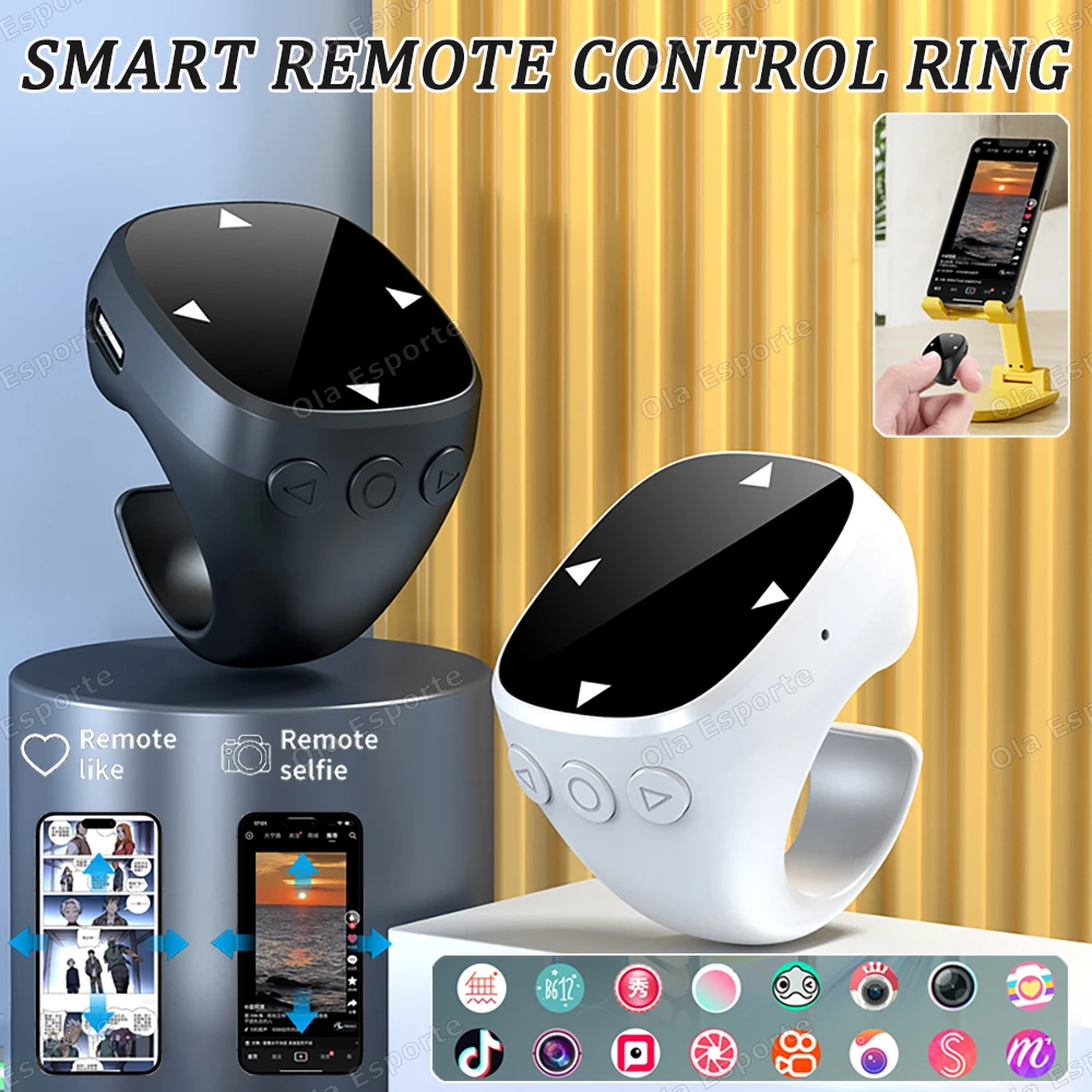 

New Smart Fingertip Ring Remote Control Wireless Bluetooth Mobile Selfie Mice Selfie Video Automatic Page Turner Browsing 2025
