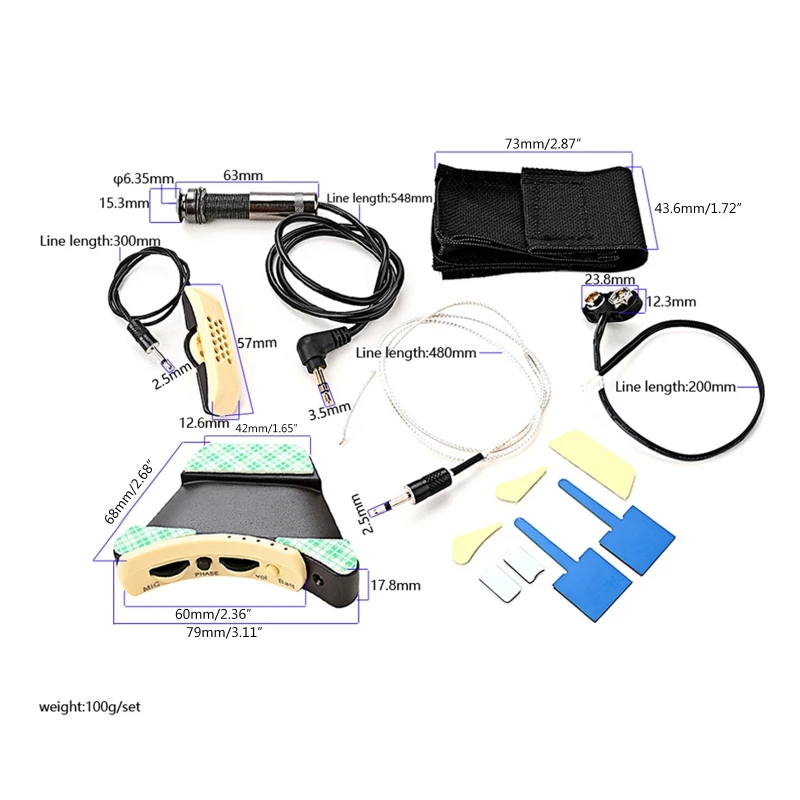 Equalizzatori per fori sonori per microfono Equalizzatori pickup piezoelettrici Pickup piezoelettrico adatto per chitarra folk