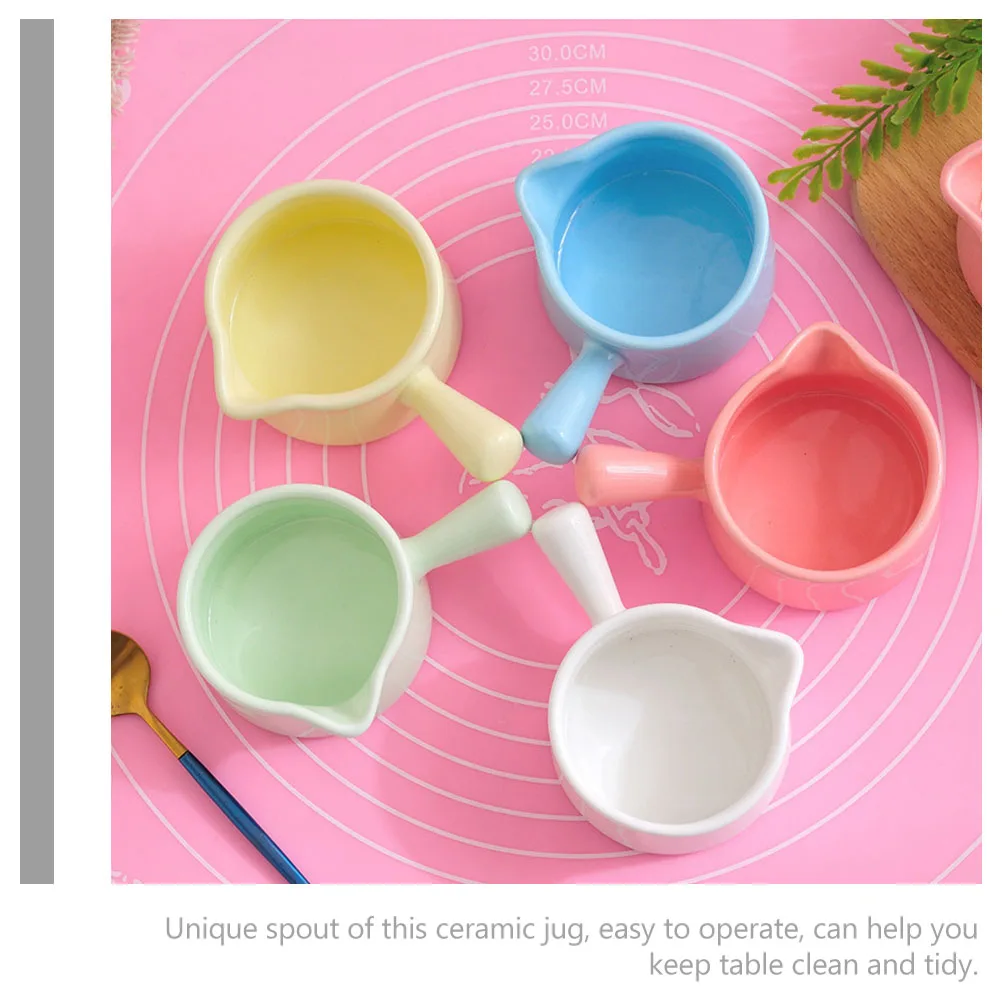 

5Pcs Ceramic Pitcher Premium Material Easy Clean Unique Spout for Various Liquids Creamer Pitcher Dipping Sauce Cups