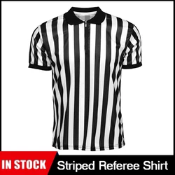 Short Sleeve Referee Shirt Black White Collared T Shirt Machine Washable Sports Clothes Striped Shirt For Women Men Adults