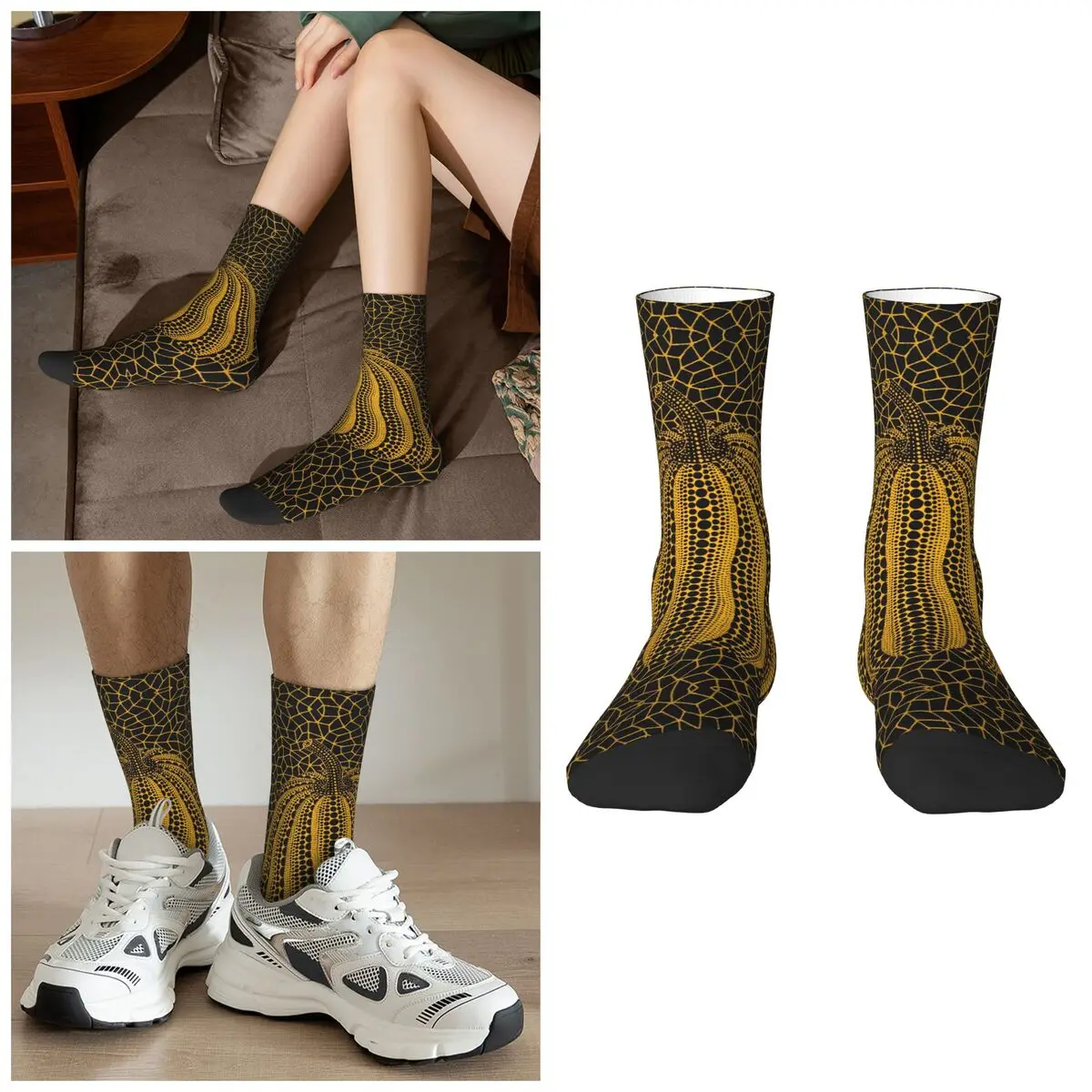 

Yayoi Kusama носки с абстрактной живописью Harajuku, супер мягкие чулки, всесезонные длинные носки, аксессуары для подарков унисекс