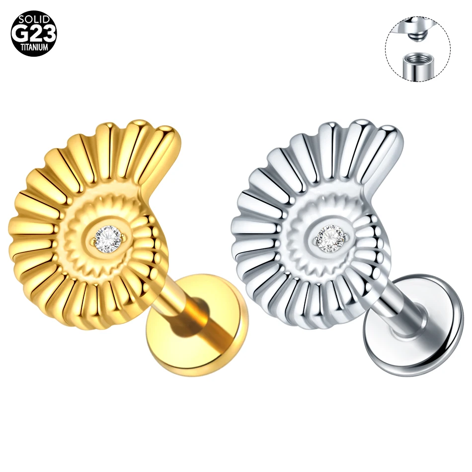 1PC ASTM F136 Titanium 16G Square &Round CZ Labret Medusa Monroe Piercing Helix Cartilage Conch Tragus Lobe Stud Earring Jewelry