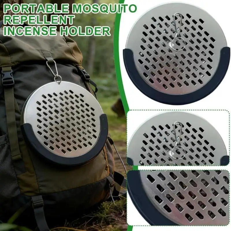 Portable Mosquito Coil Holder Fireproof Anti Scald Design With Hanging Hook For Home Camping Outdoor Use【Homeclub】