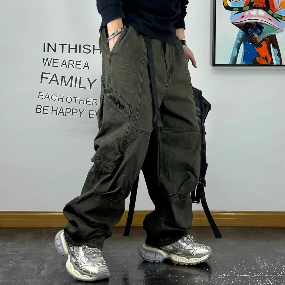 American Streetwear Multi-Pocket Cargo Pants Men High Quality Fashion Baggy Pants Plus Size Black Army Straight-Leg Trousers - Image 4