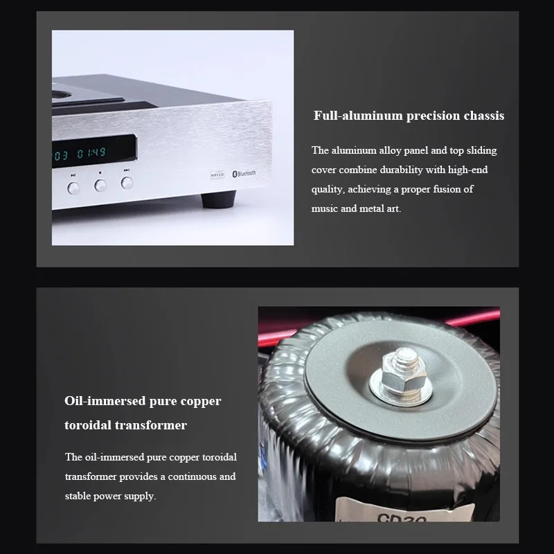 Flaggschiff HIFI CD-Player ESS9038Q2M DAC Drahtlose Bluetooth Voll Ausgewogene OPA2604 OpAmp CD Musik Plattenspieler Ringkerntransformator