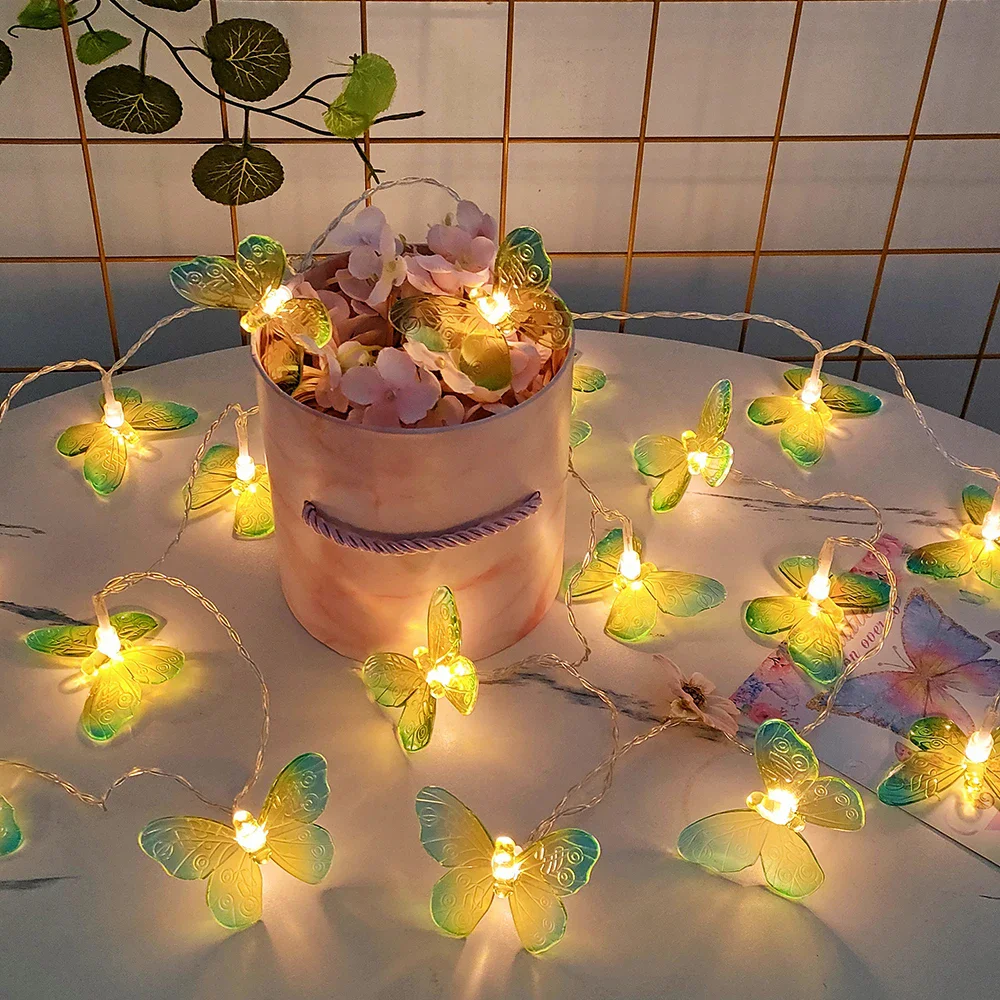 10/20/40 LED-Schmetterlings-Lichterketten für Innenräume, Feenlichter, Nachtlichter, Raumgirlanden, Vorhänge, Mädchen-Geburtstags-, Hochzeits- und Partydekoration – Detail 20