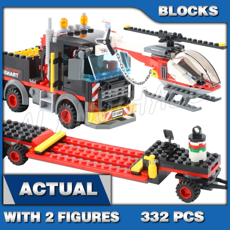 

322pcs Town Great Vehicles Heavy Cargo Transport Trailer Helicopter 10872 Building Blocks Set Bricks Compatible with Model