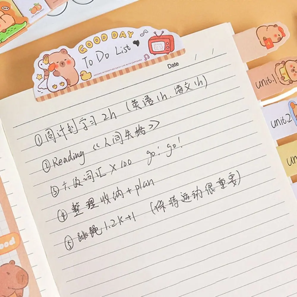 Letter Capybara Index Tabs 90 Sheets Self Adhesive Cartoon Sticky Notes Paper Stationery Message Paper Message Paper Diary