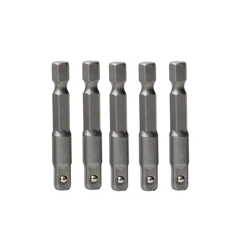 5PCS Spring Loaded Ball Bearing Head Socket Adapters 1/4 Hex Shank To 1/4 Square Drive For Quick Change Chucks