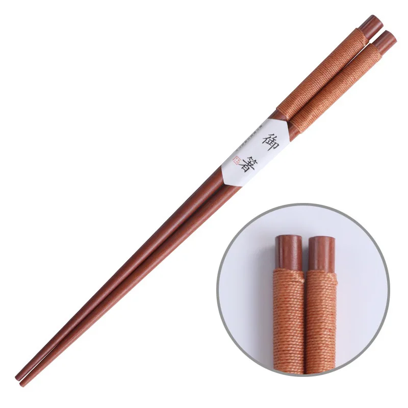 Handmade Japanese Natural Chestnut Wood Sushi Chopsticks Set Value Gift Sushi Chinese Food Tie Line Tableware