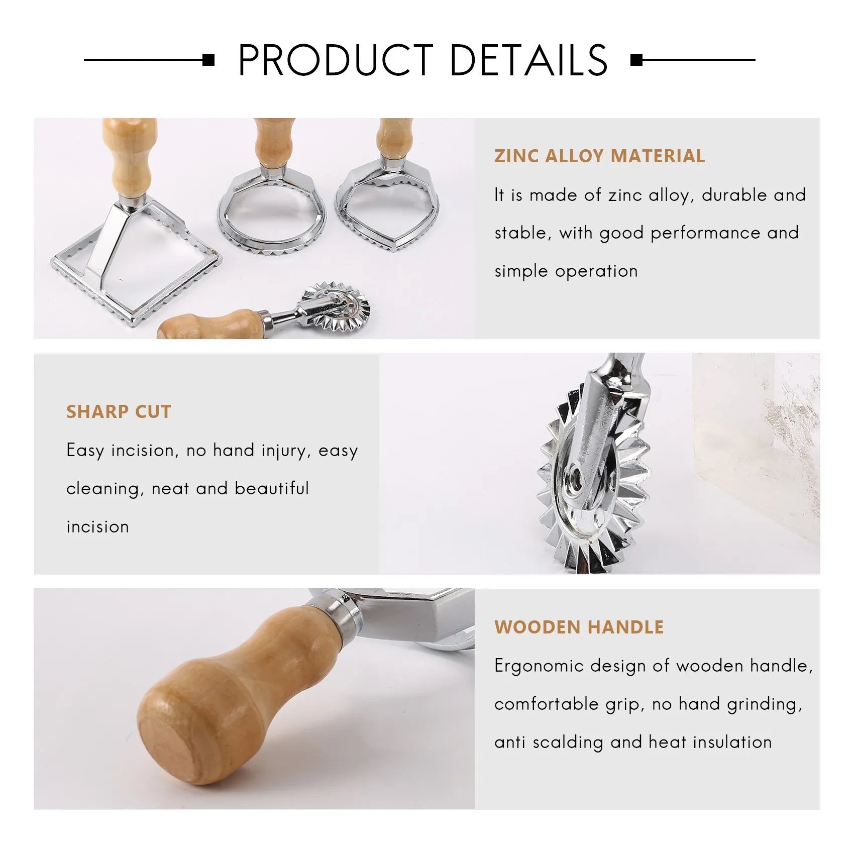 A36T-Italian Ravioli Cutter Set Pasta Press Kitchen Attachment Kit Ravioli Maker Mold Tool Ravioli Stamp Set Pastry Wheel 4Pc