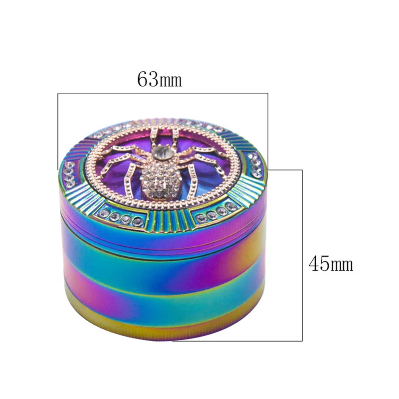 52mm Herb Metal Grinder 4-layer Iridescent Tobacco Grinder Spice Miller Crusher Zinc Alloy Smoke Accessories