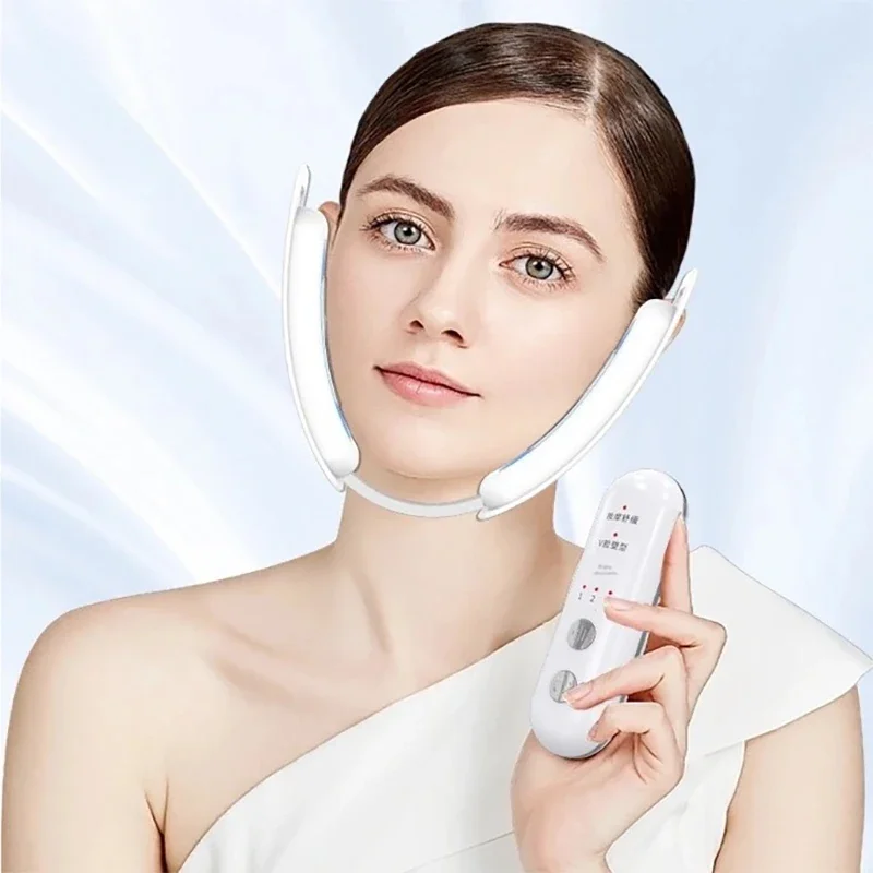 Dispositivo per il lifting del viso EMS Terapia fotonica a LED Vibrazione Massaggiatore facciale Viso dimagrante Rimozione del doppio mento Cintura di sollevamento linea V Cura della pelle