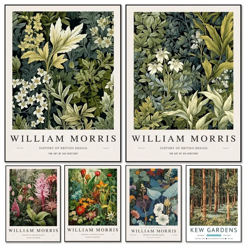 

William Morris Museum Exhibition Art Poster Kew Gardens Floral Art Canvas Painting Print Wall Decor Home Decor