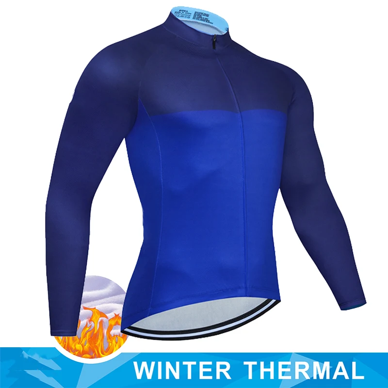 Red Men Winter Thermal Fleece Cycling Jersey Top MTB Bicycle Clothing Long Sleeve Ciclismo Outdoor Warm Cothes Road Bike Uniform