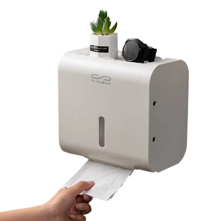 

Sesame Wholesale Hole Free Installation Tissue Dispenser Bathroom Paper Storage Box Plastic Tissue Box