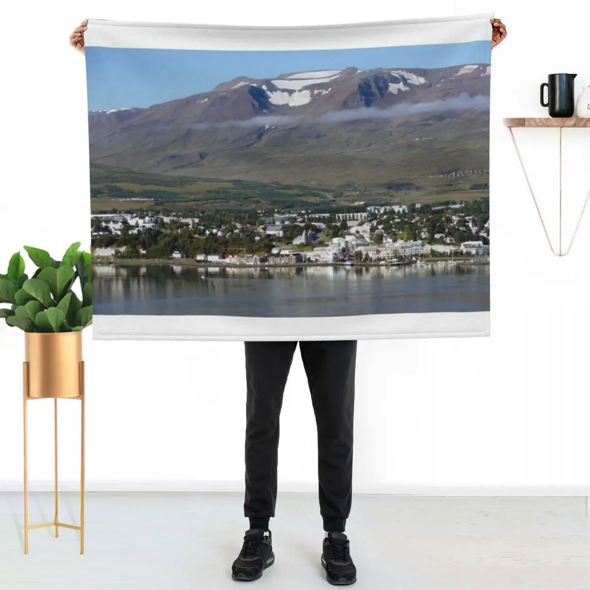 Akureyri, Iceland, Panorama Throw Blanket Decoratives Weighted Soft Summer Beddings Soft Plush Plaid Hairy Blankets