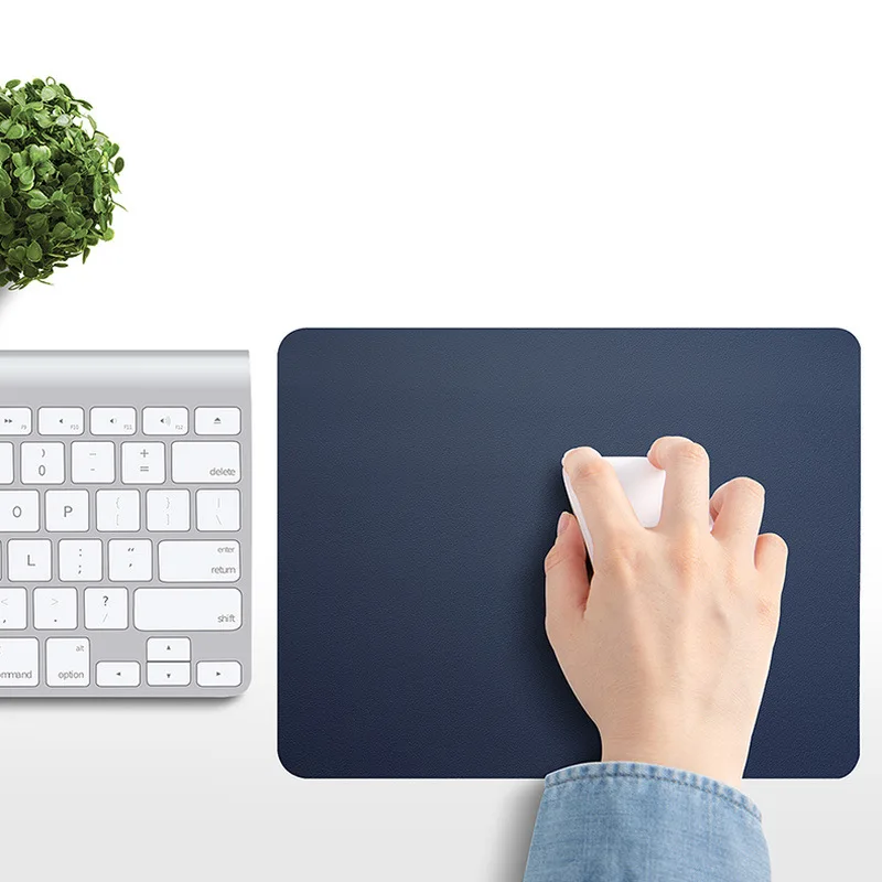 لوحة ماوس من الجلد الصناعي بلون سادة وبسيطة على الموضة لطلاب المكاتب المنزلية