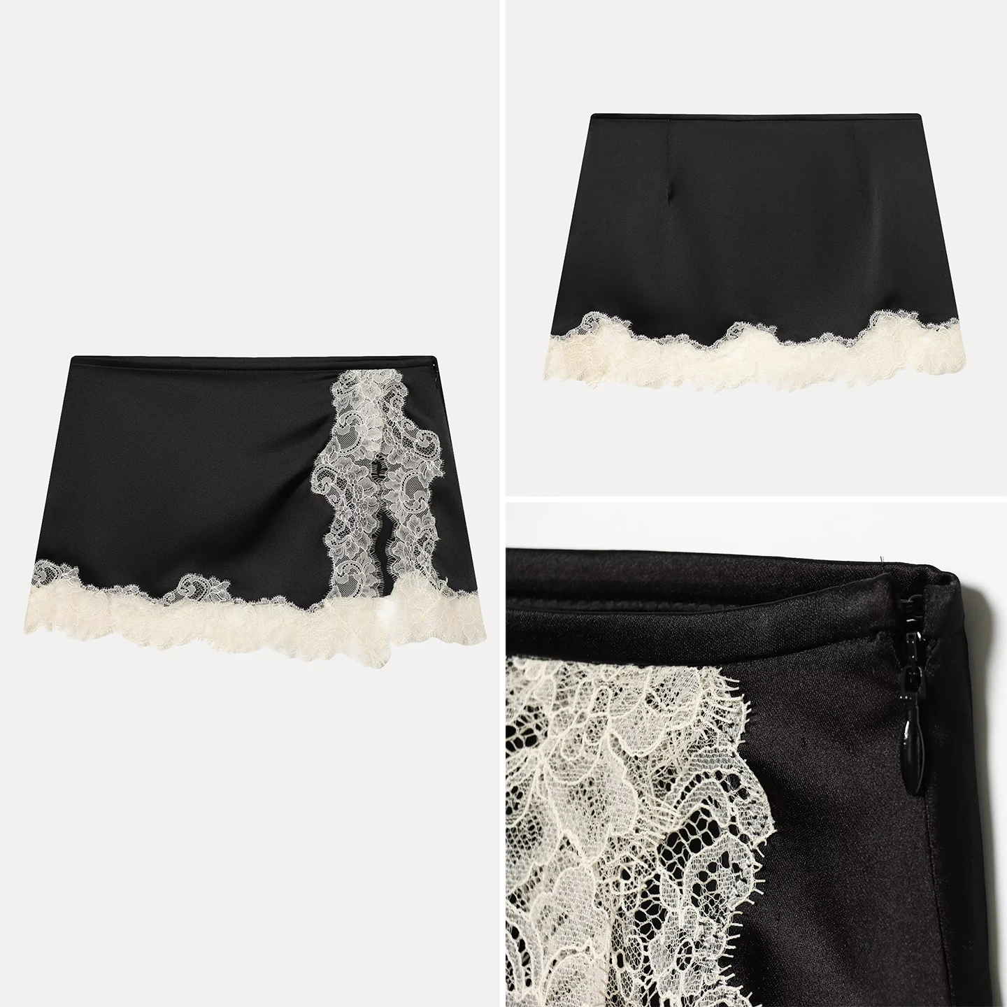 

Женская модная атласная прямая юбка с кружевным подолом, весна 2026, новинка, элегантная женская юбка миди с высокой талией