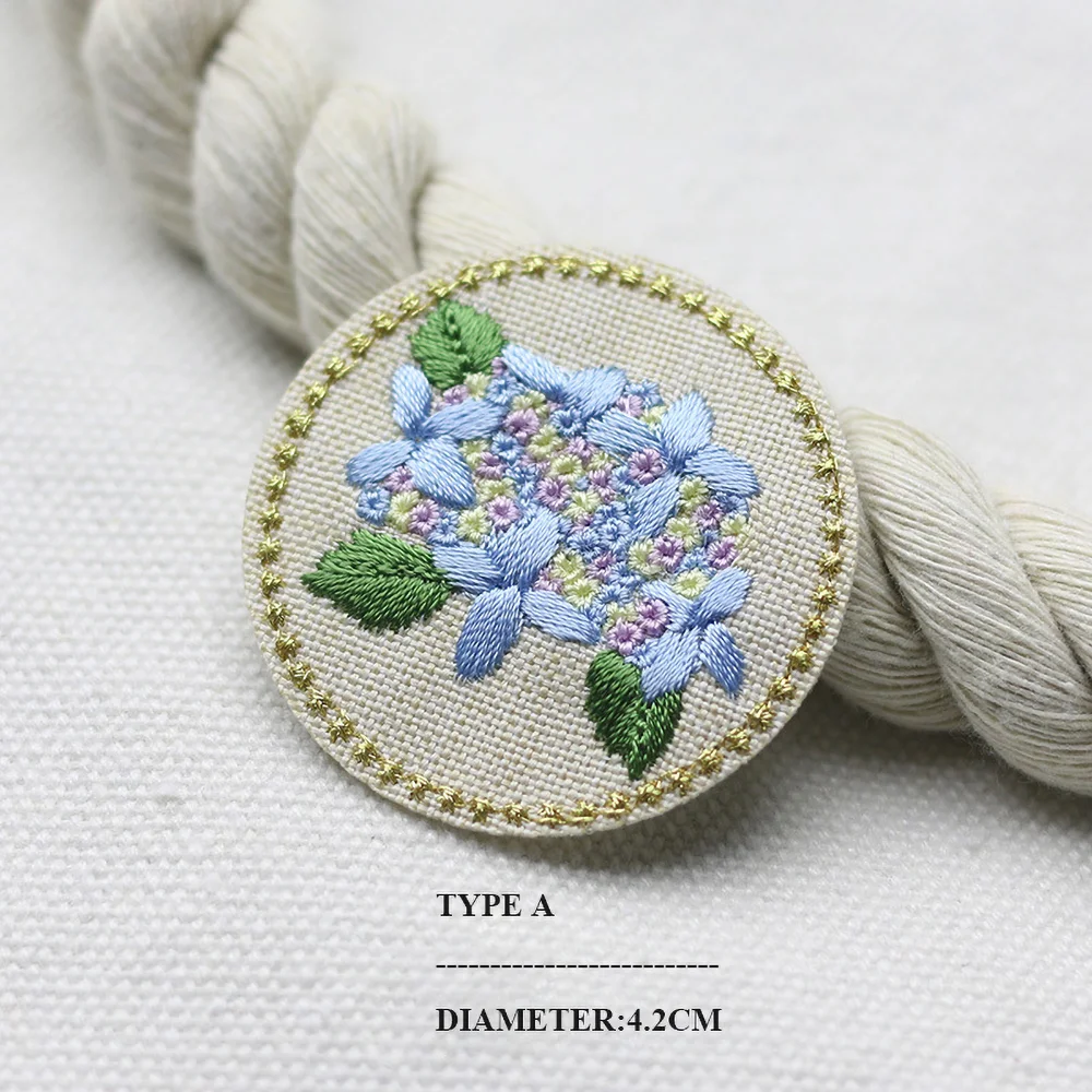 1 Piece Diameter 4.2CM Embroidery Flower Iron on Round Patch Cartoon Stickers for Clothes Bag DIY Decoration Applique