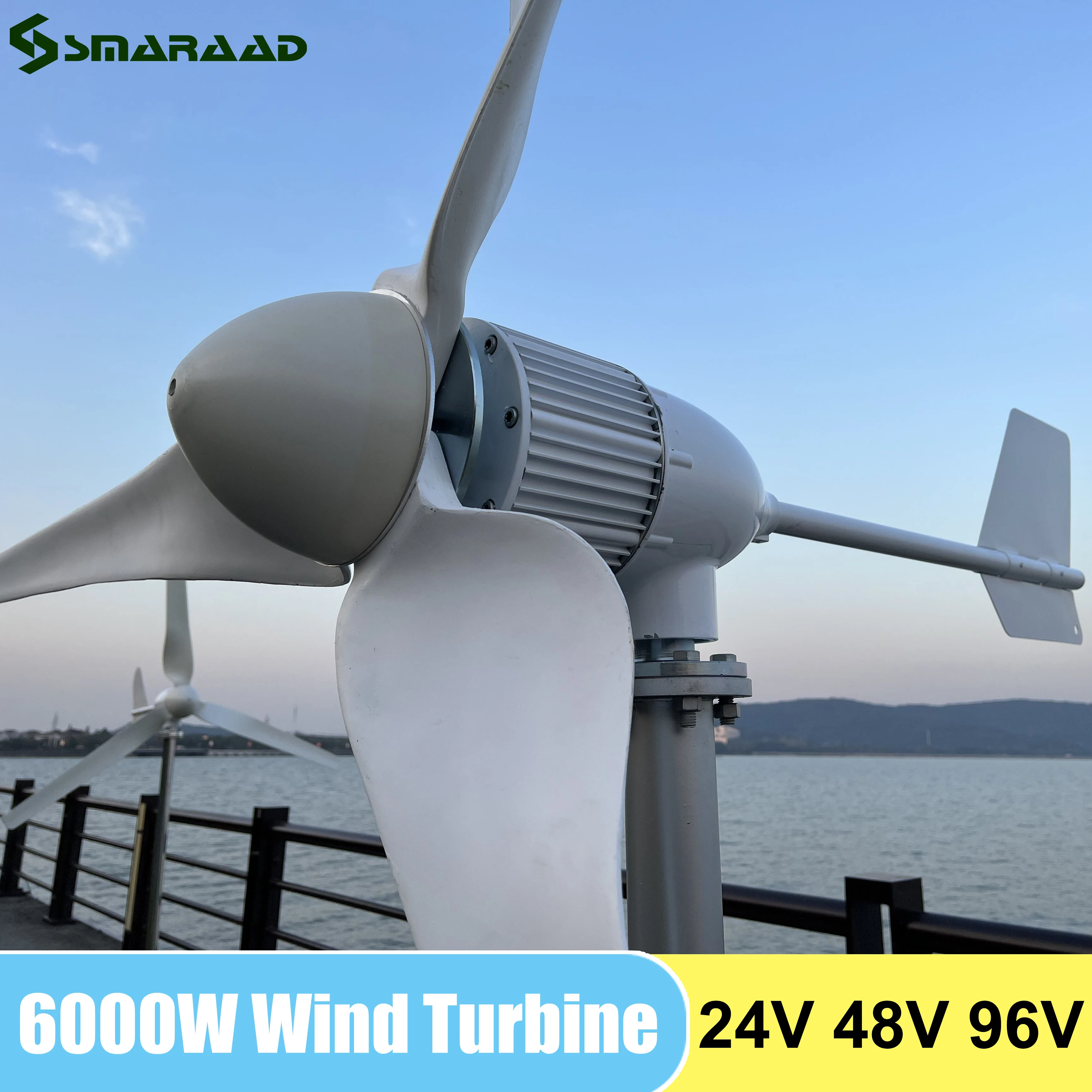 Wind Turbine 6KW Generator Horizontal Windmills Alternative Dynamo Charger 24v 48v 96V Out Put with MPPT Controller for Home Use