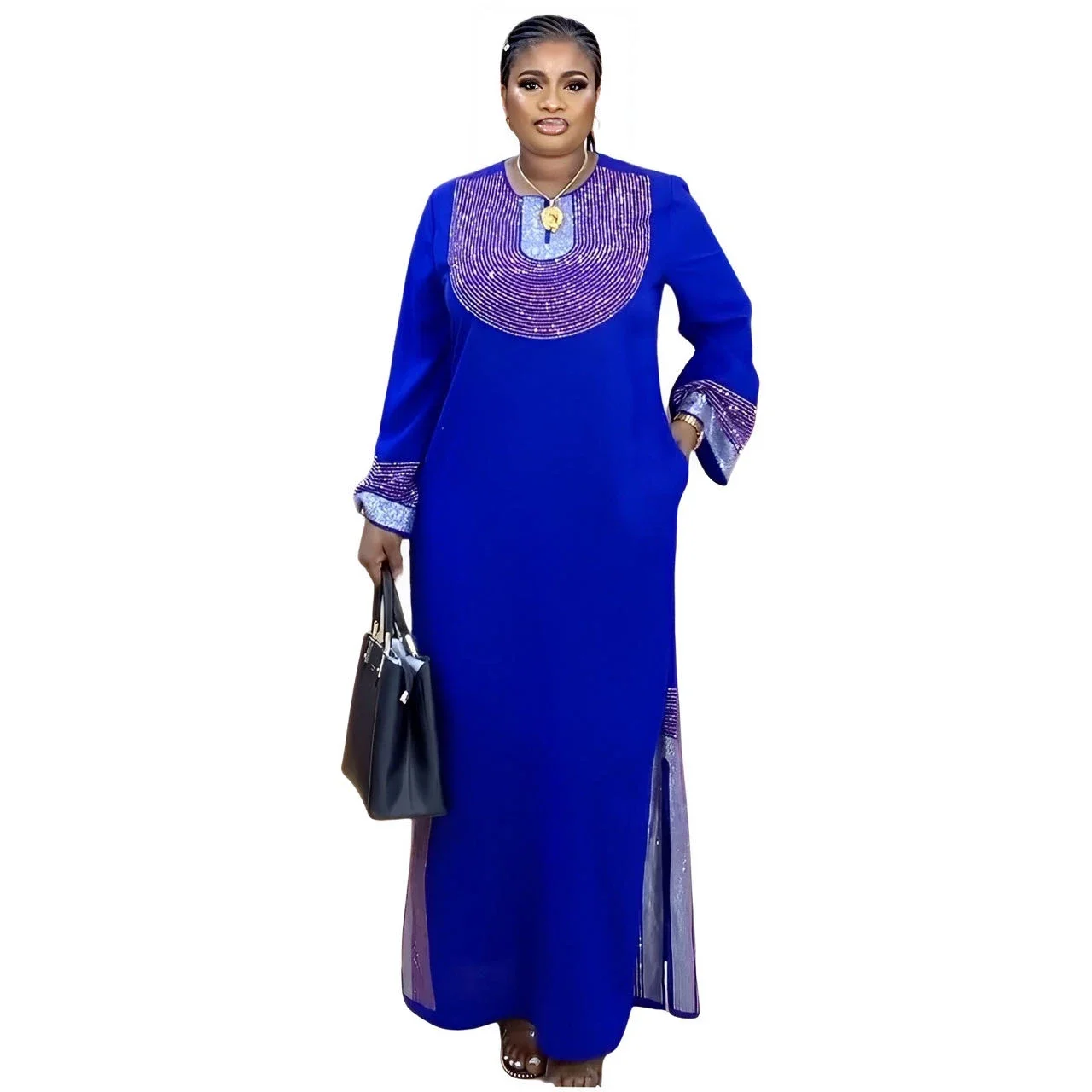 African Dress For Woman Soft Shining Dress Long Dress With Scarf