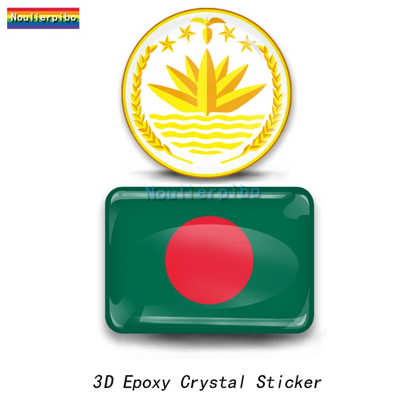 3D Epoksydowa flaga Bangladeszu Godło narodowe Naklejka na samochód Naklejka na zderzak samochodowy Okno Laptop Kask motocyklowy Winylowa naklejka na telefon komórkowy