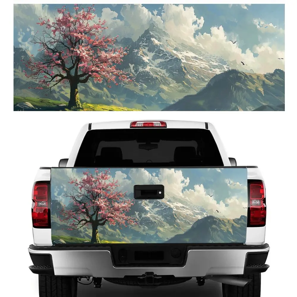 

Anime Cherry Blossom Sky Cloud Scenery Car Tail Trunk Protect Vinly Decal Auto Accessories Hood Sticker for Off-road Pickup