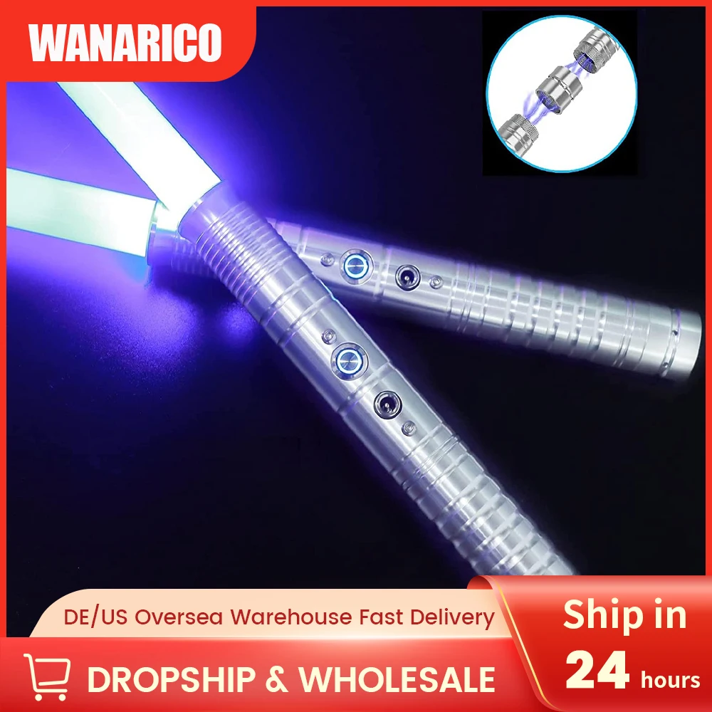 WANARICO 2Pcs Set Lightsaber Metal Hilt Fx Light Saber RGB 7 Colors Changeable Dueling Lightsabers for Birthday Gift