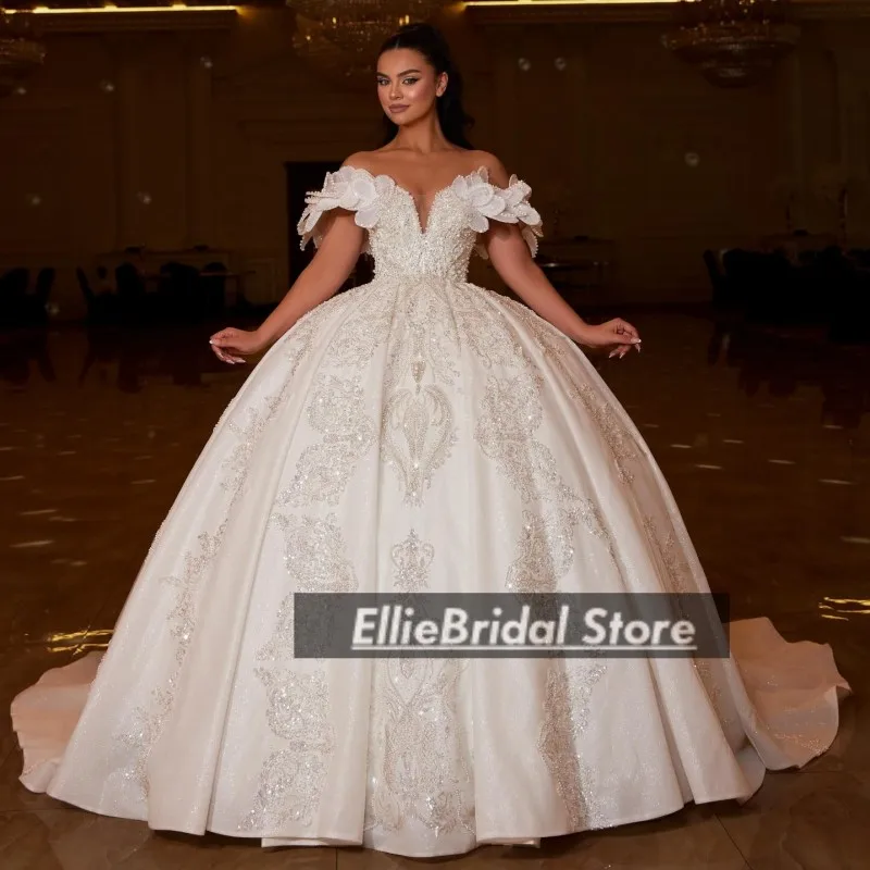 

Princess Wedding Dresses For Brides Lace Beading Arabic Dubai Bridal Gowns 2025 Off The Shoulder Vestidos De Novia Customized