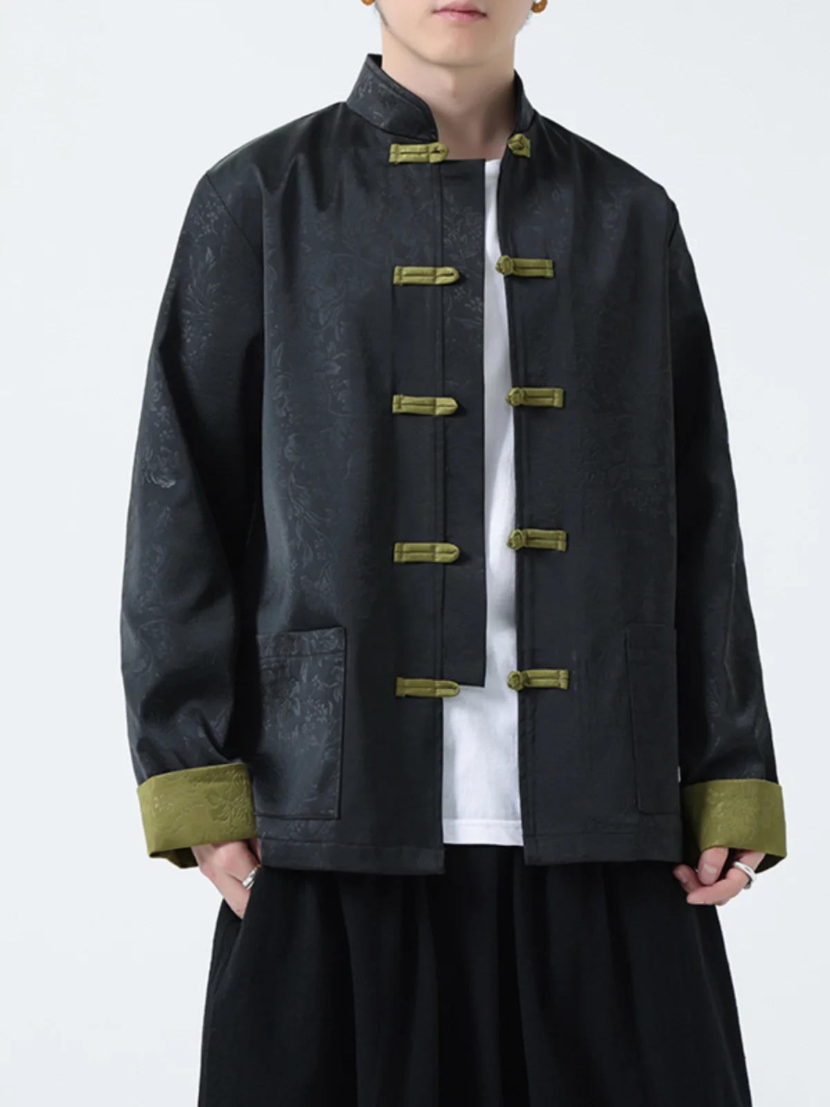 

Мужская куртка в стиле ретро на весну-осень с пуговицами, молодежный костюм Чжунган, новая китайская модная этническая одежда Ханьфу