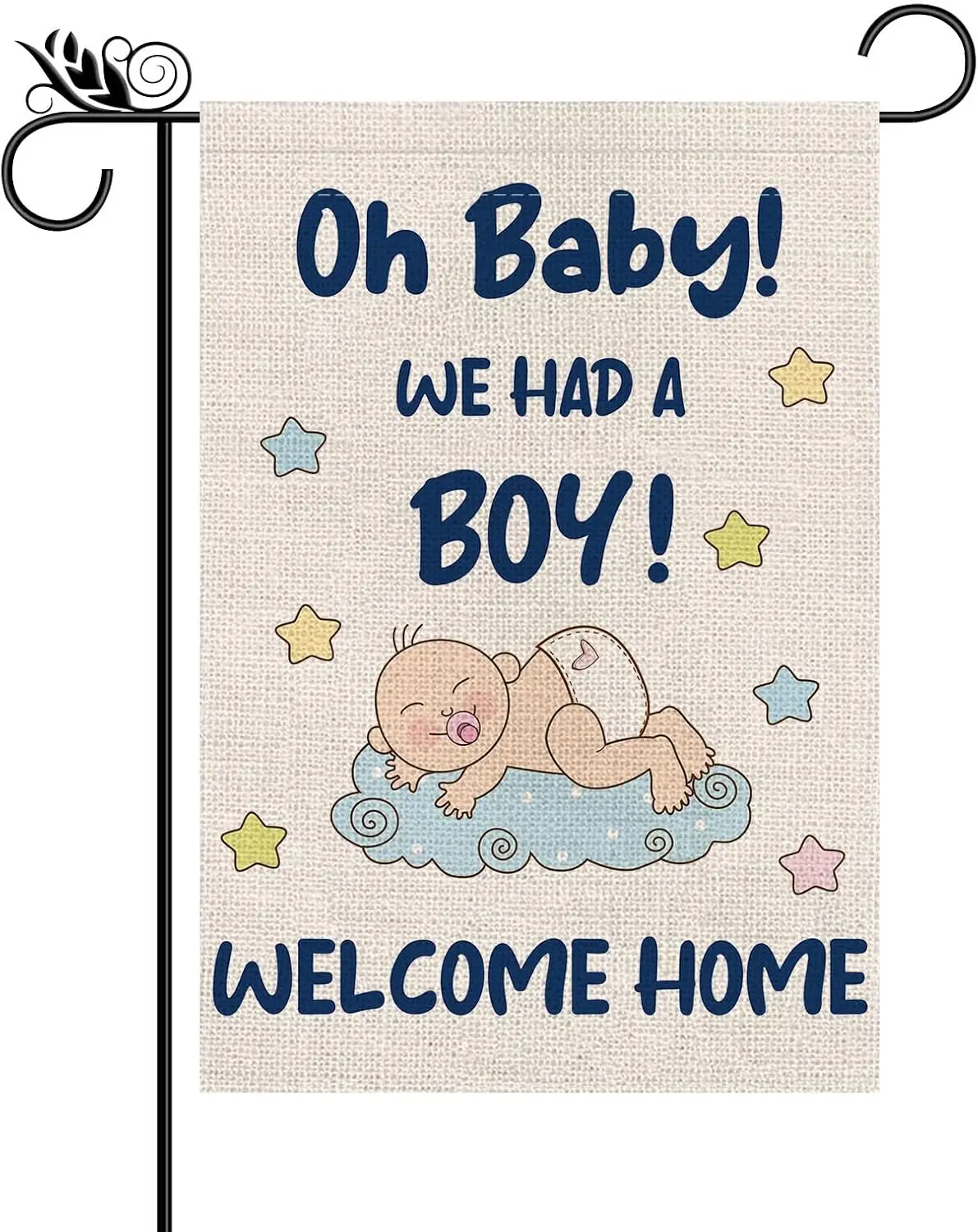 Garden Flag Welcome Baby Boy Vertical Doubled Sided Burlap Flag for Home Yard Outdoor Decor Gift 12.5x18 Inch YYD EEZ