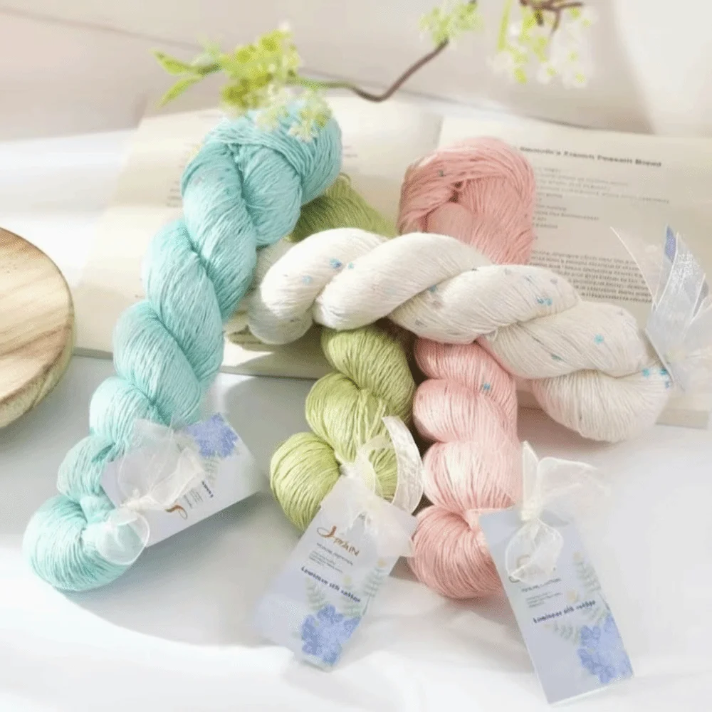 100g Tencel-Garn mit Weicher Textur, Seidenähnlich, Einfarbig mit Pailletten, Baumwollgarn für Sommer-Spitzenarbeiten, Wärmendes Gefühl, Häkelgarn für DIY-Handwerk