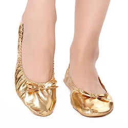 USHINE EU27-41 PU Top Gold Soft Wedding Party scarpe da danza del ventre da donna ballerine in pelle per bambini per ragazze