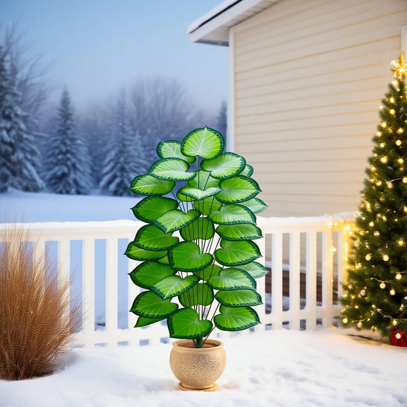 Folha de kiwi artificial palmeira 24 folhas para decoração de casamento foto pano de fundo decoração de festa de jardim folhagem falsa