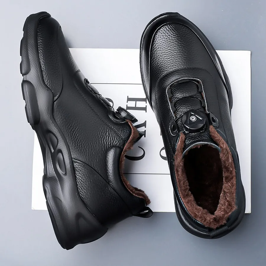 Men's Winter Fleece Lined Slip-On Low-Top Casual Athletic Shoes for Outdoor Wear