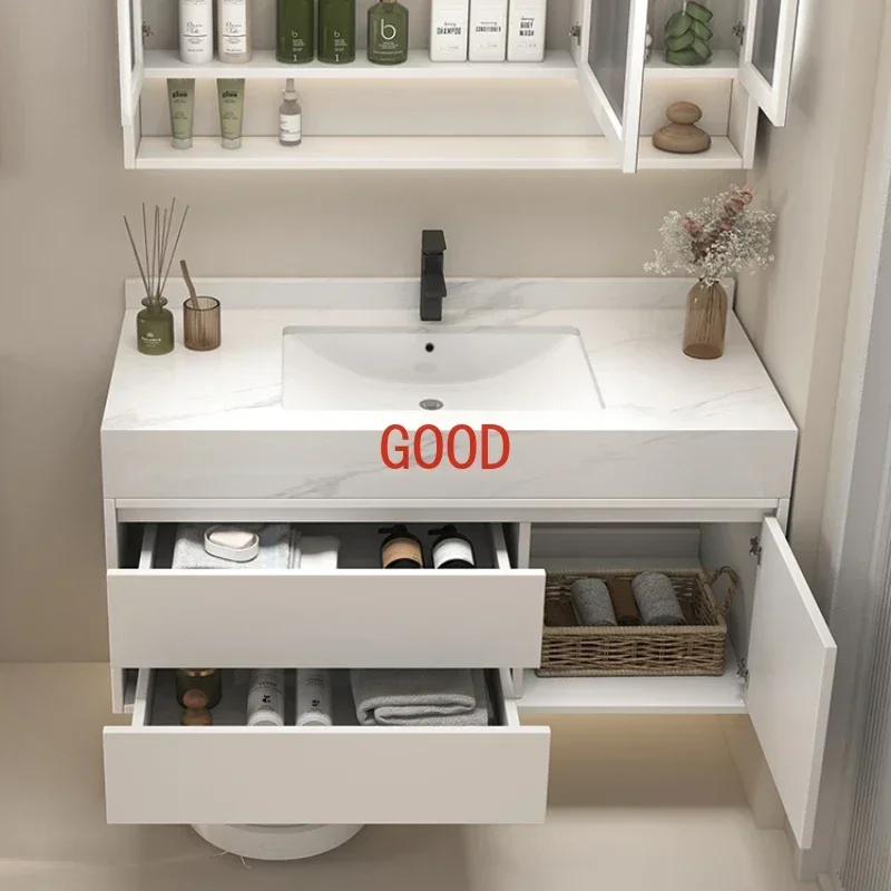 Light Luxury Rock Panel Bathroom Cabinet Hand Wash Basin Cabinet Combination Intelligent Bathroom Gabinete Home Furniture