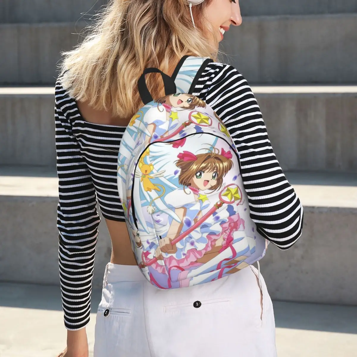 Sakura poster mochila estudante meninos meninas bookbag crianças saco de escola portátil sacos de ombro para homens