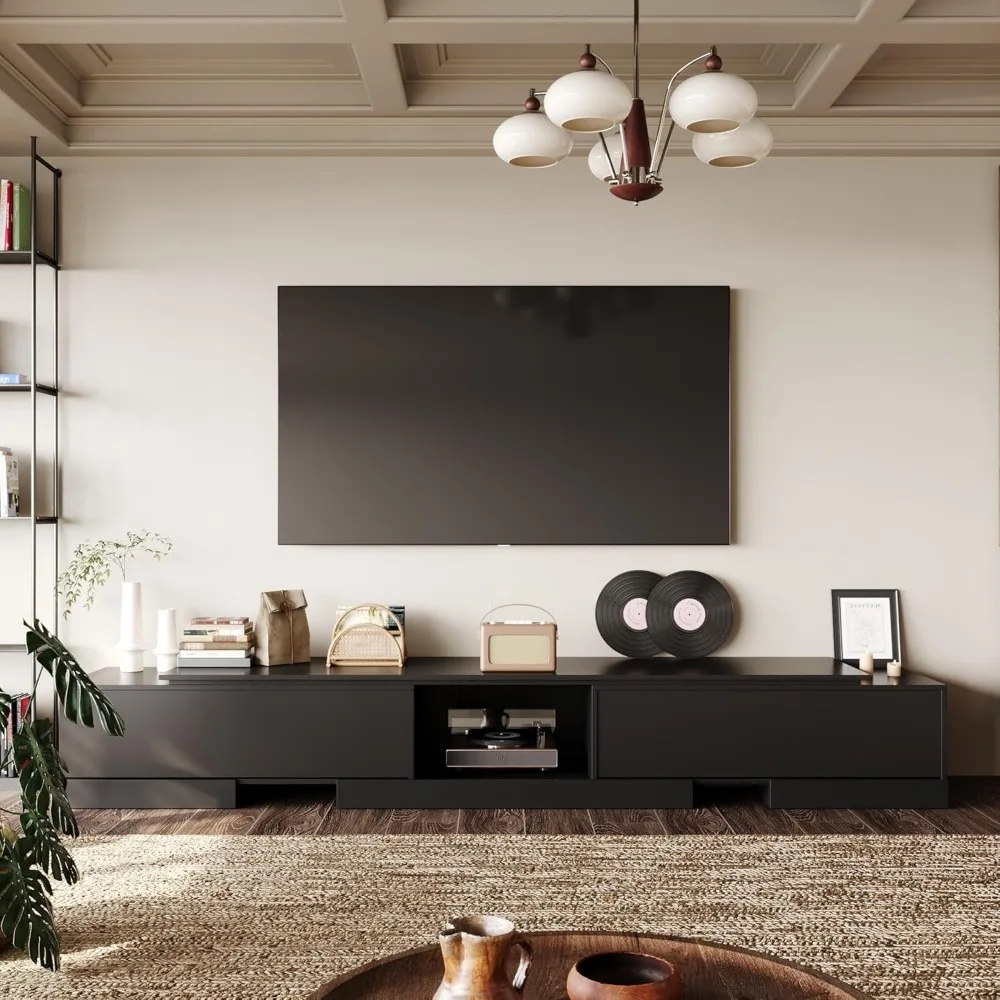 

Extendable TV Stand with 2 Drawers, Modern TV Console Table with Shelf, Media Console Table Entertainment Center for Living Room
