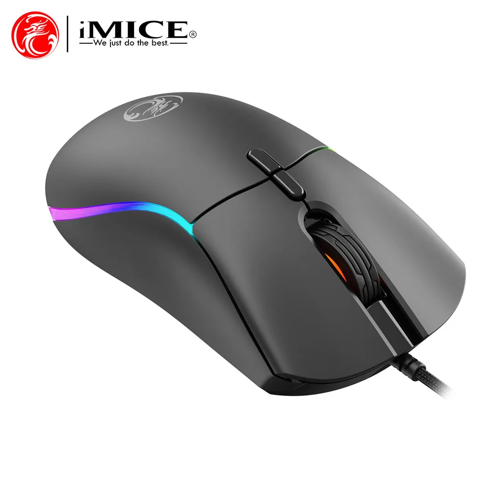 

Эргономичная проводная игровая мышь iMice T60, 6 регулируемых, 7200 точек на дюйм, светодиодная USB компьютерная мышь, геймерские мыши с RGB-подсветкой для ПК, ноутбука